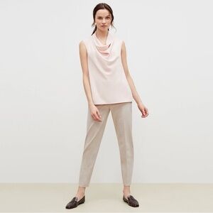 MM Lafleur Sleeveless Tunic Sloane Top Sable Crepe Small Peony Blush Pink Drape